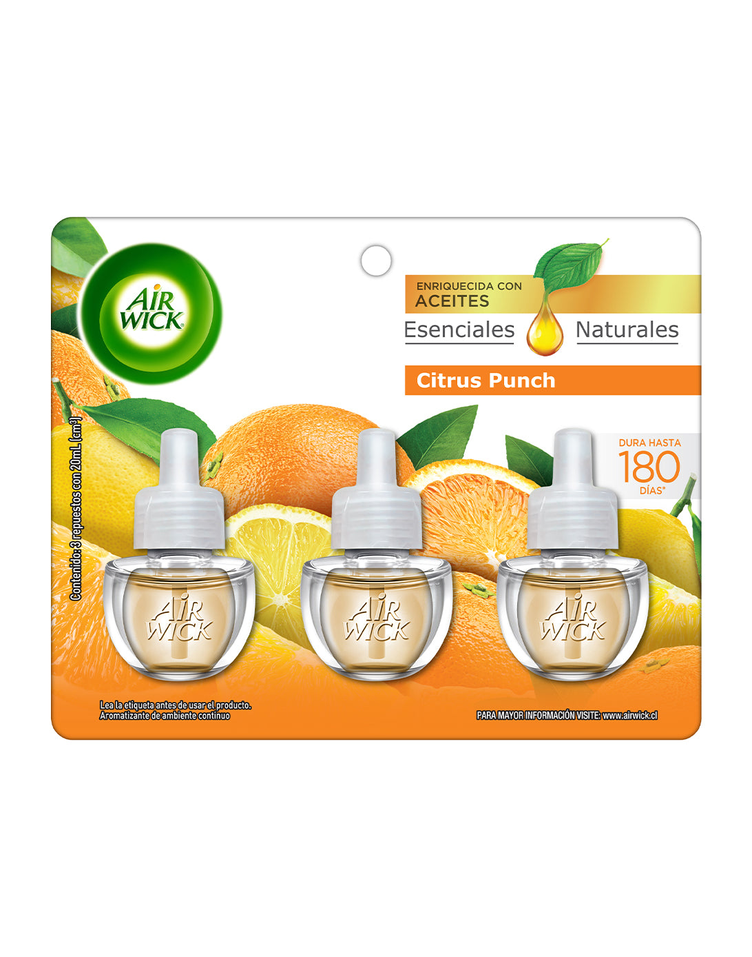 Airwick Recarga Desodorante Electrico Citrus Punch 3 unid - Puntolimpieza